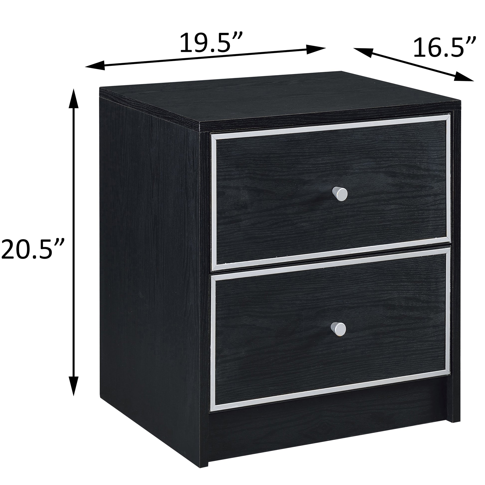 Black And Silver 2 Drawer Nightstand Black And Silver 2 Drawers Bedroom Industrial Wood Metal