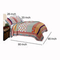 Geometric And Floral Print Full Size Quilt Set With 2 Shams, Multicolor Multicolor Polyester Blend