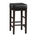 Transitional Black Faux Leather Seat 29 Inch Pub Height Stools Set Of 2, Espresso Finish Solid Wood Frame Black,Espresso Espresso Dining Room Transitional Solid Wood