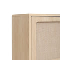 Rattan 5 Door Shoe Rack, Freestanding Modern Shoe Storage Cabinet, For Entryway Natural Mdf