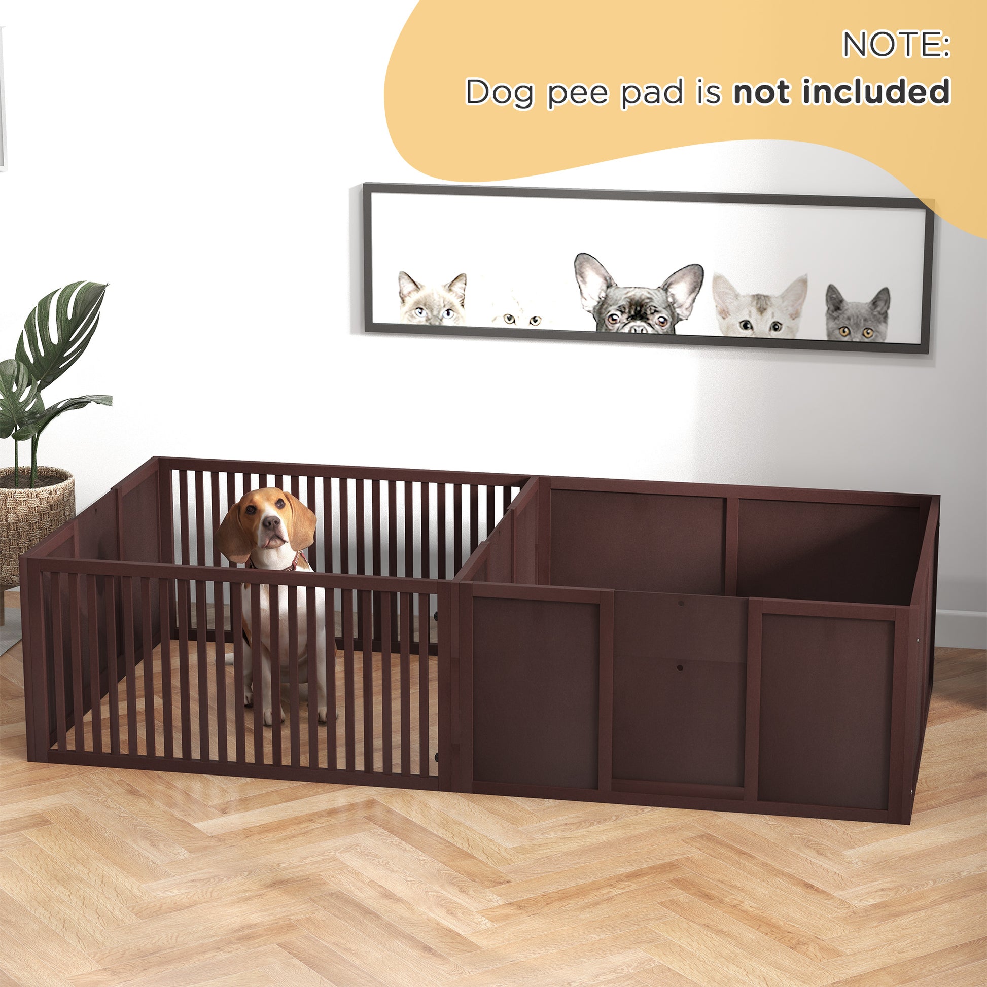 Pawhut Whelping Box For Dogs Built For Mother'S Comfort, Dog Whelping Pen With Removable Doors, Puppy Playpen For Indoors, Newborn Puppy Supplies & Essentials, 81" X 39" X 20", Coffee Coffee Mdf