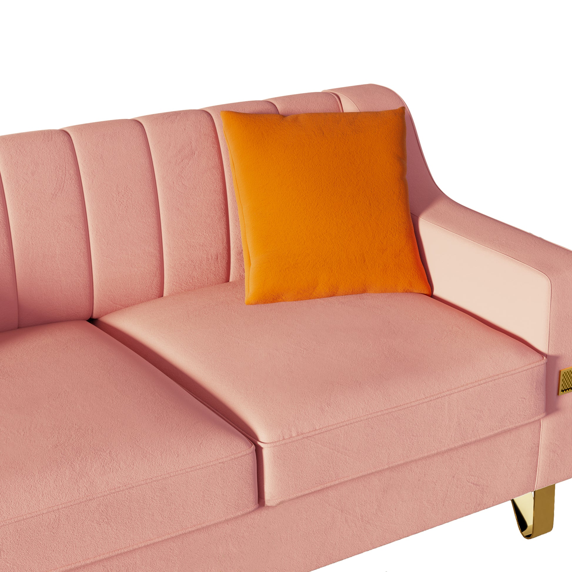 Fx P85 3S Pk 3 Seats Sofa Luxury Pink Velvet Sofa With Gold Accents Modern 3 Seat Couch With Plush Cushions, Perfect For Living Room And Office Decor Temu Suitable Pink Velvet 3 Seat