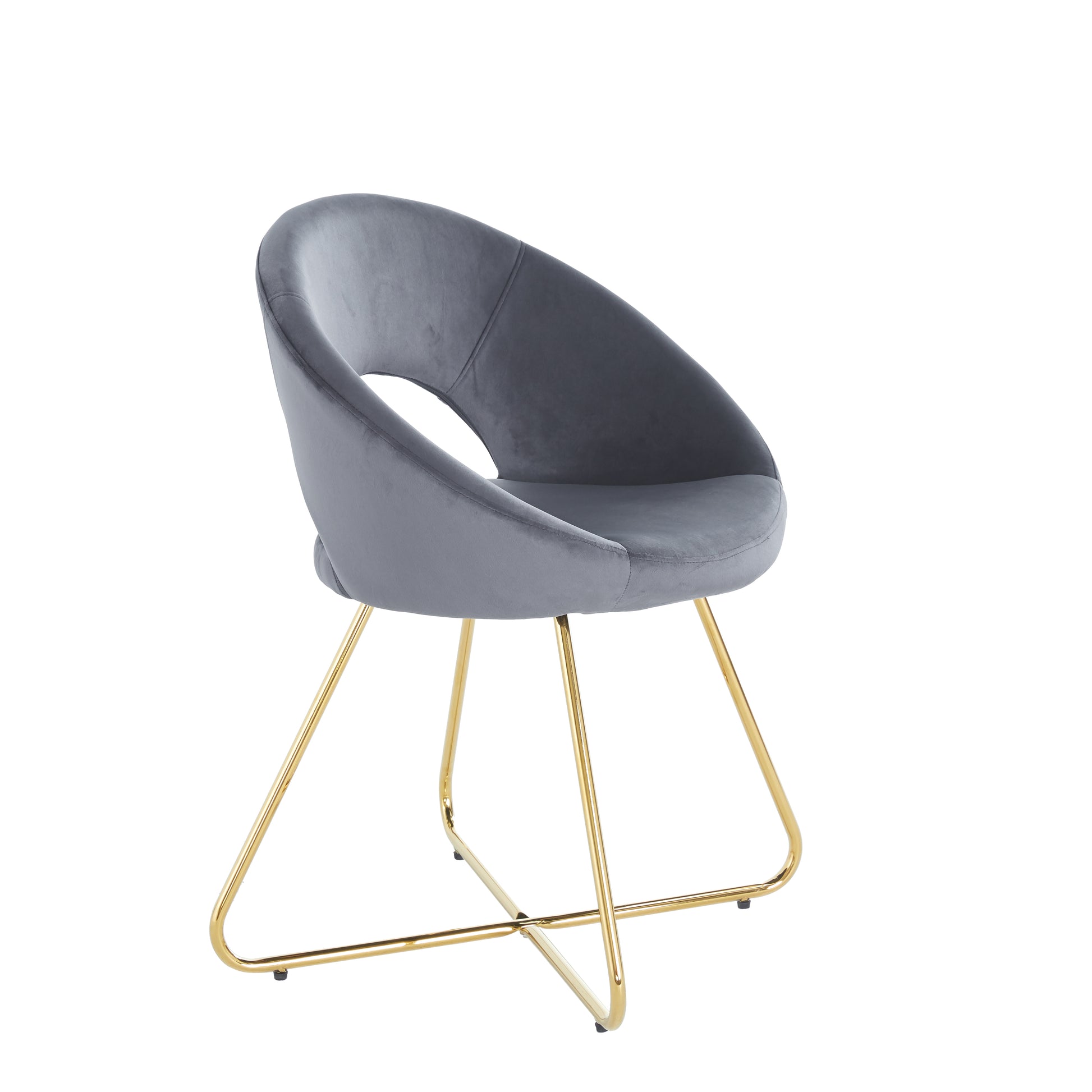 Modern Accent Velvet Chairs Set Of 2 Dining Chairs Single Sofa Comfy Upholstered Arm Chair Living Room Furniture Mid Century Leisure Lounge Chairs With Golden Metal Frame Legs Grey Velvet