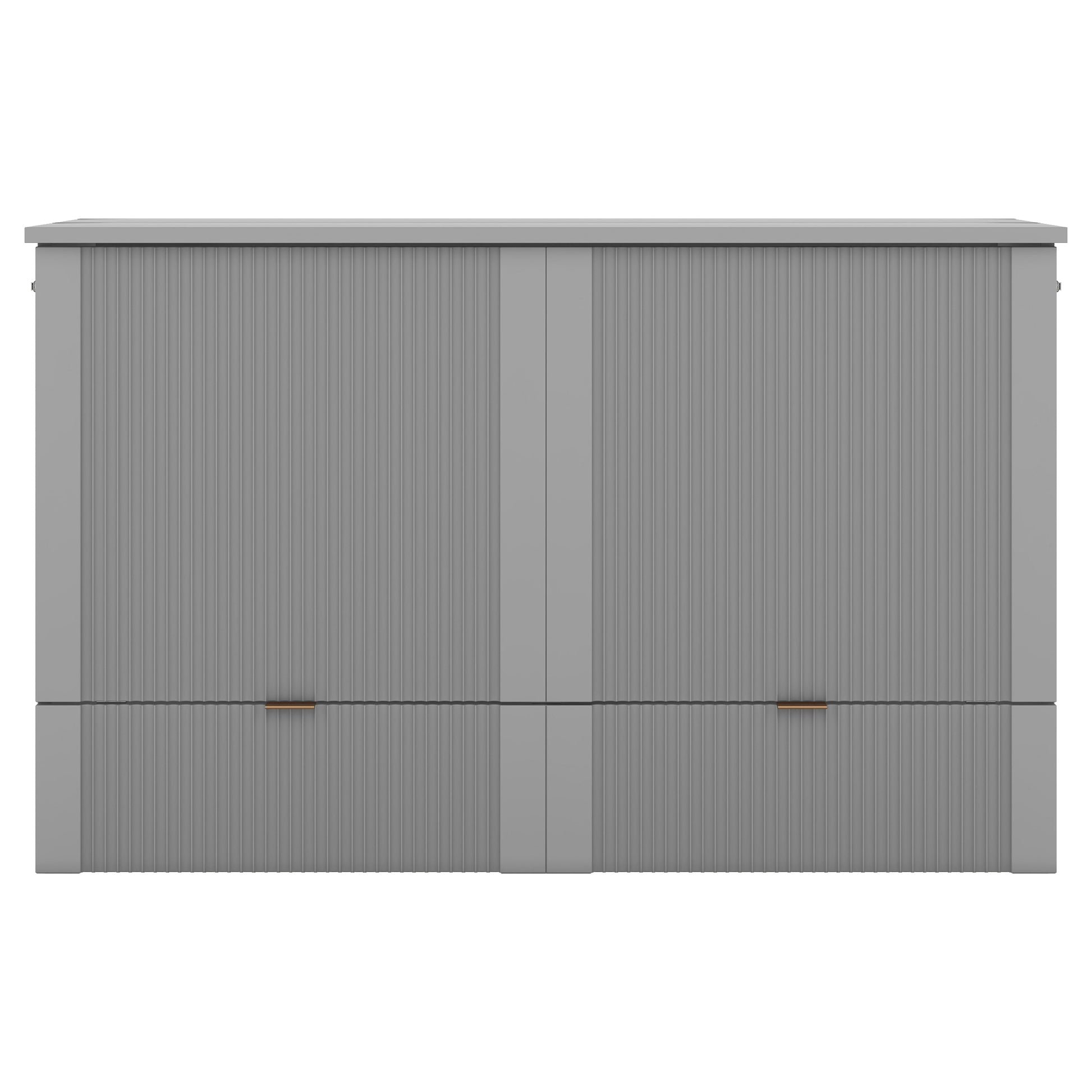 Queen Size Murphy Bed Wall Bed With Drawer And A Set Of Sockets & Usb Ports, Pulley Structure Design, Gray Queen Gray Plywood