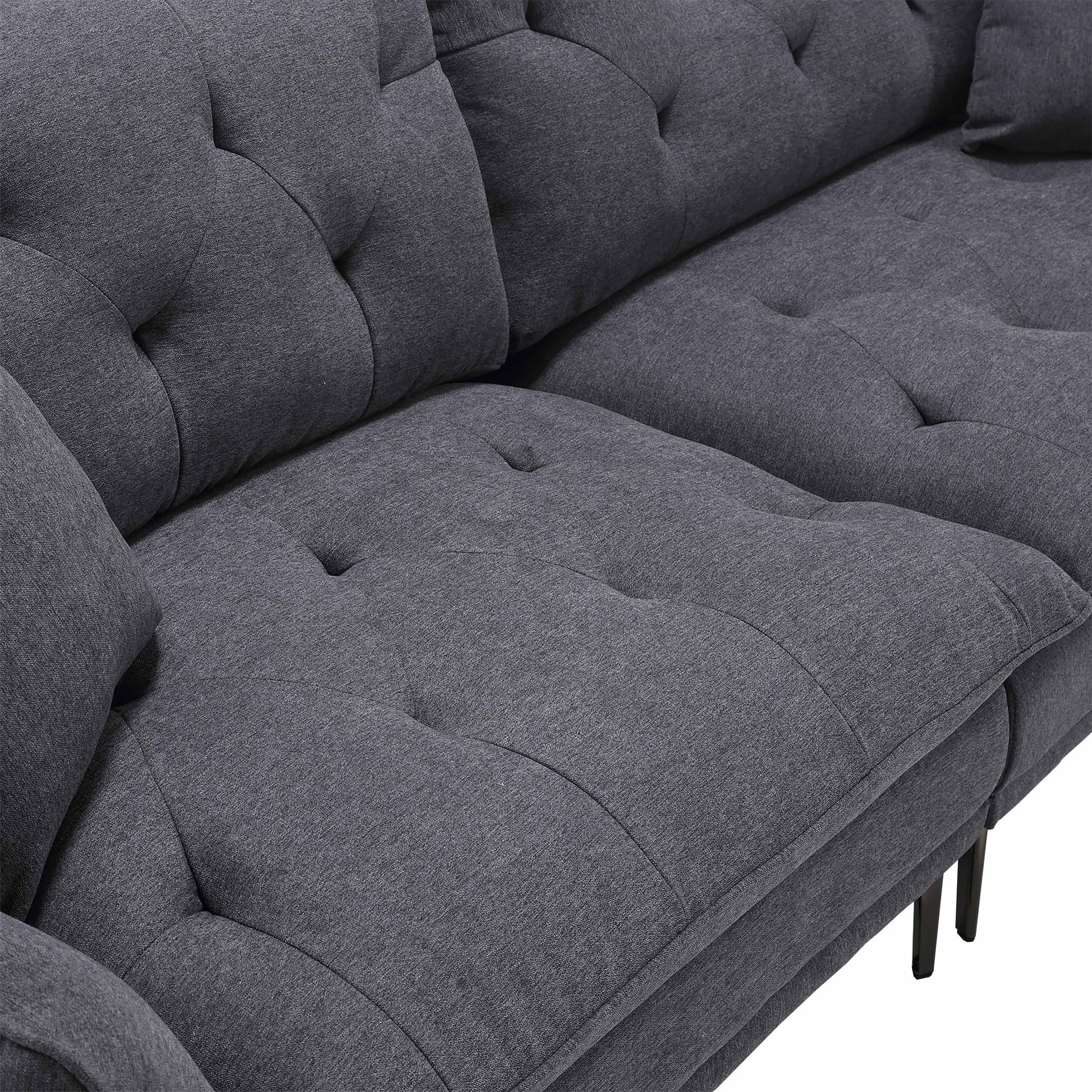 United Linen Sofaaccent Sofa Seat Sofa With Metal Feet Dark Gray Linen 3 Seat