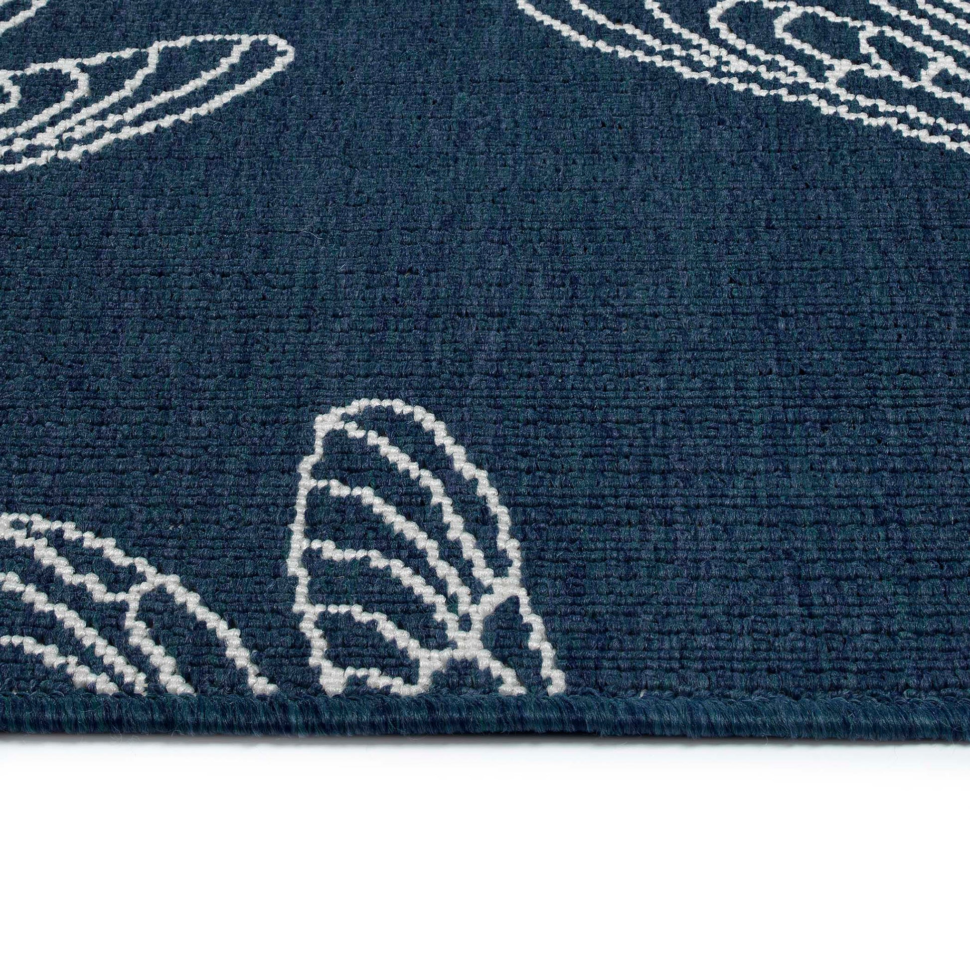 Contemporary, Transitional, Animal Print, Nautical, Textured 2'2" X 8' Runner Navy Polypropylene