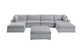 Dark Gray Color 7Pc Modular Sectional Set Corduroy Upholstery Couch 2X Corner Wedge 2X Armless Chairs 3X Ottomans Living Room Furniture Dark Gray Primary Living Space Cushion Back