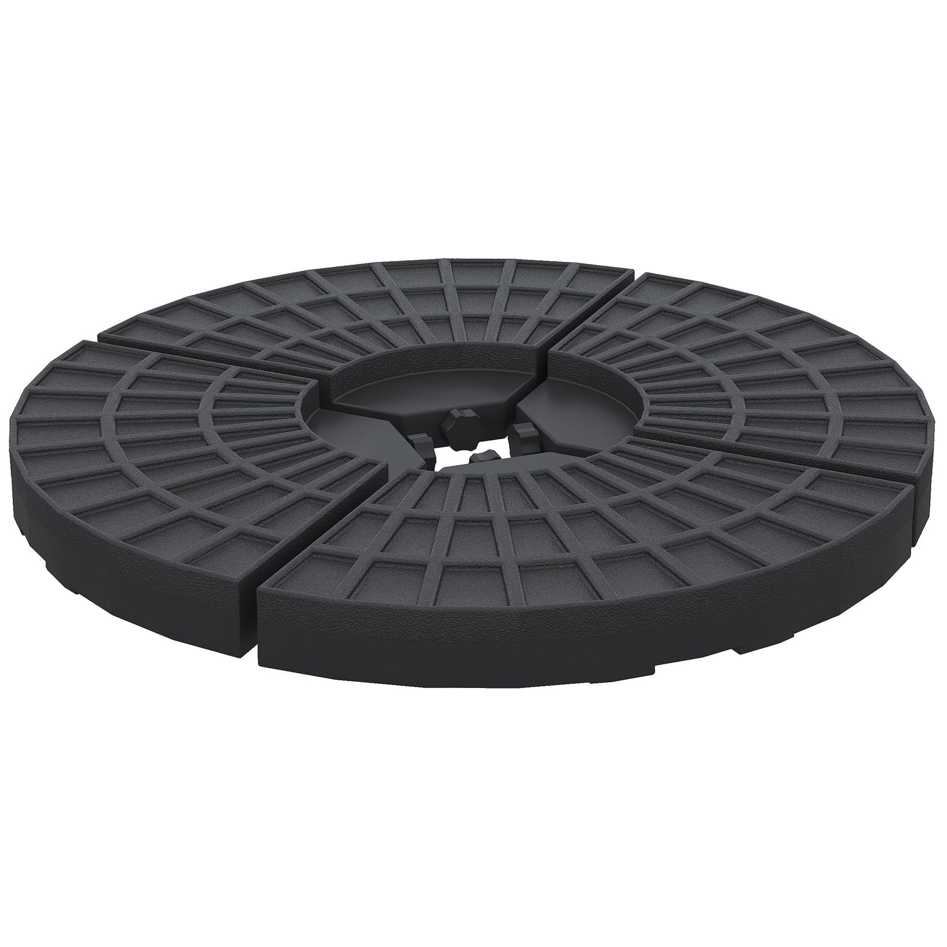 base for curved patio umbrella Outsunny 4 Pieces Round Patio Umbrella Base, Cantilever Offset Outdoor