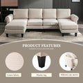 Coolmore Accent Sofa Living Room Sofa Sectional Sofa, U Shape Sectional Sofa With Ottoman, Reversible Sofa Couch For Living Room Beige Linen Beige Foam Linen 4 Seat