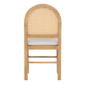 4 Retro Upholstered Chairs With Rattan Backrests For Dining Room And Kitchen Natural Wood Wash Natural Wood Wash Rubber Wood