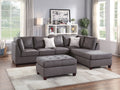 Contemporary 3Pc Reversible Sectional Sofa Set W Ottoman Grey Microfiber Cushion Sofa Chaise Ottoman Couch Pillows Grey Microfiber Wood Primary Living Space Cushion Back Contemporary,Modern L Shaped Rubberwood Particle Board 5 Seat