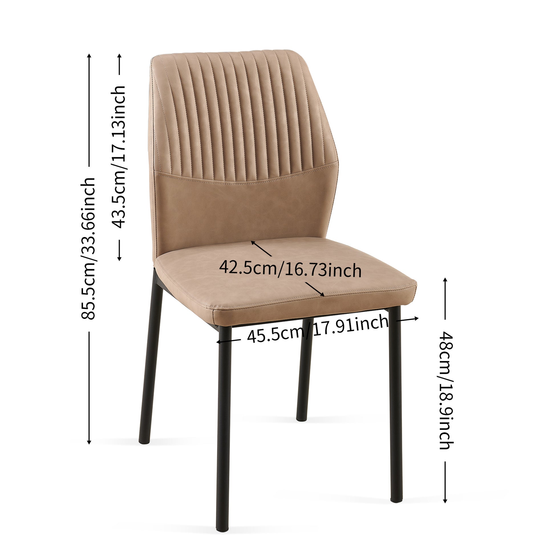 Beige Pu Leather Dining Chairs Living Room Chair Modern Kitchen Armless Side Chair With Metal Legs Set Of 4 Metal Plaid Beige Dining Room Powder Coated Foam Dry Clean Modern Dining Chairs Solid Back Foam Pu Leather