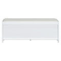 Distressed Shutter Storage Bench With Acacia Veneer For Retro Charm For Living Room, Entryway White White Mdf