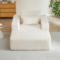 62.5 Inch Corduroy Sponge Sofa Lounge Chair With Removable Footrest,No Assembly Required,Fluffy Modern Sleeper Chair For Indoor Living Room Bedroom Beige Foam Corduroy 1 Seat