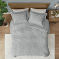 Embroidered Medallion Faux Fur Ultra Plush Comforter Mini Set Twin Grey Polyester