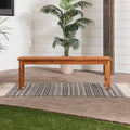 Modern Chevron Top Solid Wood Patio Bench Brown Brown Polyester Acacia Wood