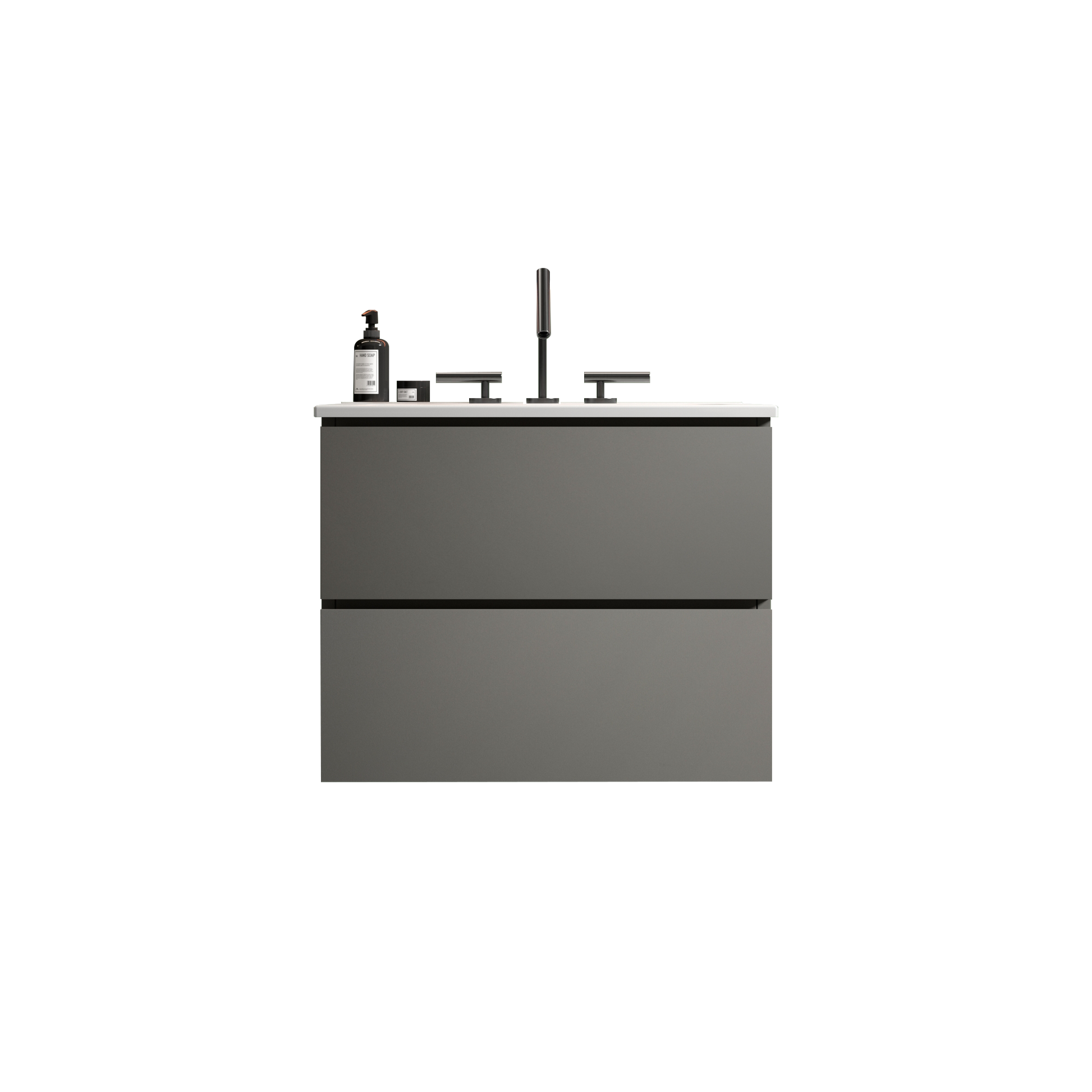 Tia 24" Wall Mount Space Grey Bathroom Vanity With Ceramic Sink With Three Faucet Holes, Large Storage Floating Bathroom Vanity For Modern Bathroom, One Piece Sink Basin Without Drain, Pre Assembled