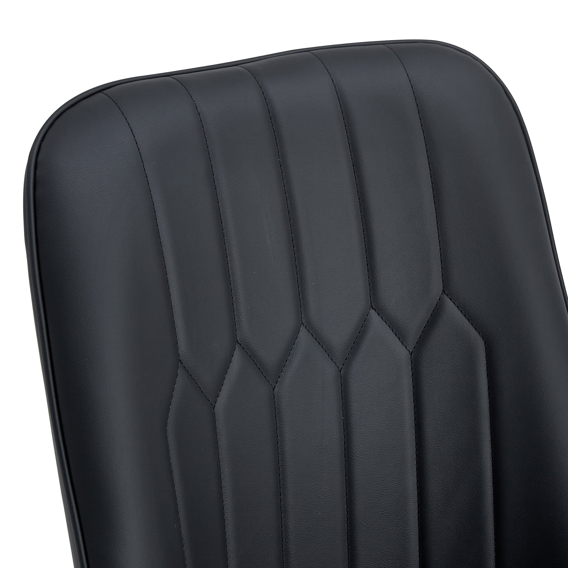 Table And Chair Set.The Table Has A Glass Top With Imitation Marble Pattern Stickers And Stainless Steel Golden Legs. Paried With Chairs With Pu Artificial Leather Backrest Cushions And Black Legs. White Gold Seats 8 Glass Metal