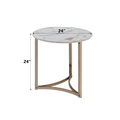 Aziz End Table, Sintered Stone Top & Champagne Finish Lv02826 Champagne Metal Stone