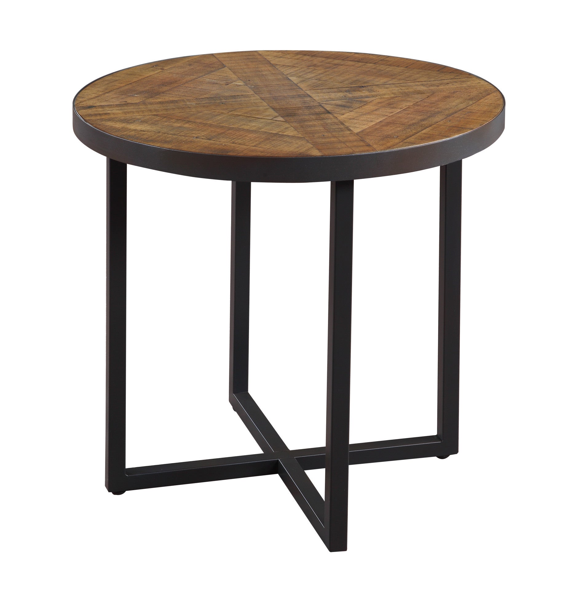 Faro Brown Round End Table Brown Solid Wood