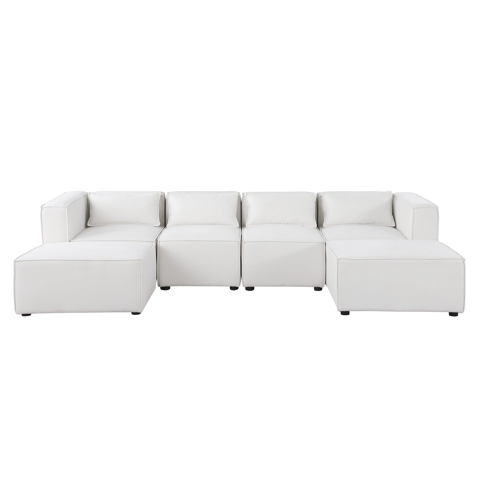 Modular Sofa Beige Chenille Fabric, Simple And Grand, The Seat And Back Is Very Soft. This Is Also A Knock Down Sofa Beige Chenille 6 Seat