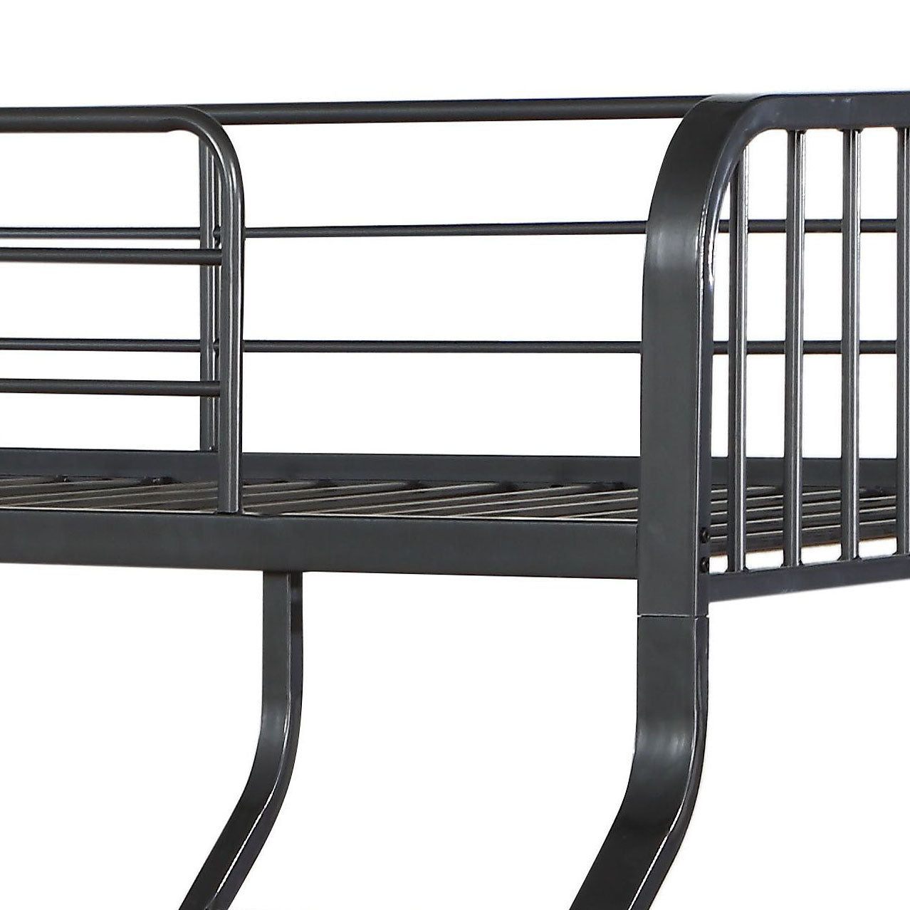 Gunmetal Twin Xl Queen Bunk Bed With Built In Ladder Gunmetal White Metal