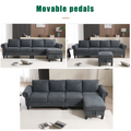 Arrived Convertible Sectional Sofa With Storage,L Shaped Sofa,Four Seater Sofa,Modern Linen Fabric Sectional Couches For Living Room,Gray Gray Polyester Wood Primary Living Space Medium Soft Cushion Back Modern Rolled Arms Wood 4 Seat