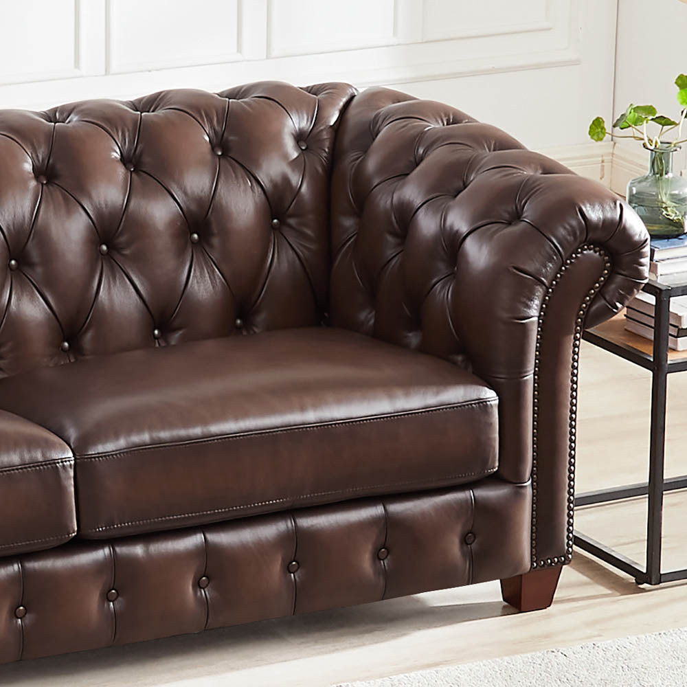 Versailles Leather Sofa Caramel Down Filling Genuine Leather 2 Seat