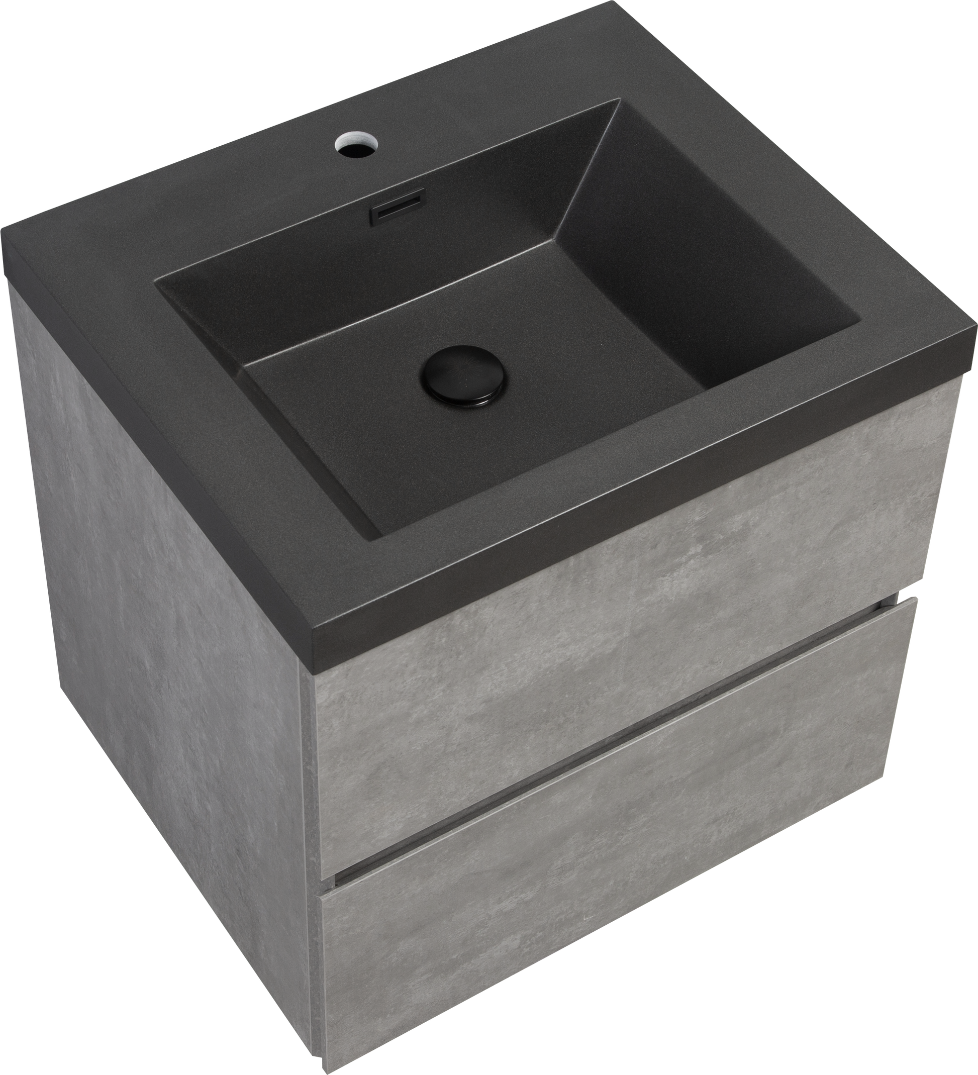 24" Floating Bathroom Vanity With Sink, Modern Wall Mounted Bathroom Storage Vanity Cabinet With Black Quartz Sand Top Basin And Soft Close Drawers, 24V12 24Gr Grey Grey Bathroom Melamine