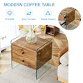 Double Drawer Bedside Table. The Board Surface Is Mdf Sticker, And Both Sides Are Transparent Tempered Glass. The Design Is Simple And Elegant, With Excellent Storage Functions. Wood 2 Drawers Mdf Glass