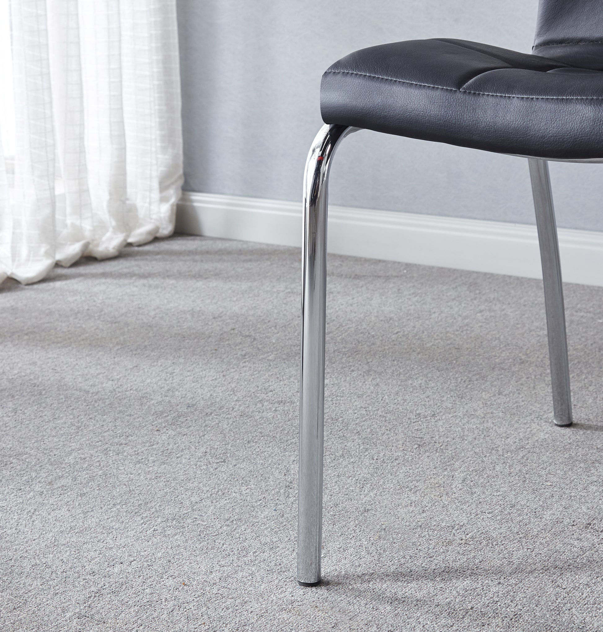 Modern Lattice Designdining Chair With Silver Metal Legs Set Of 4 White Black Metal