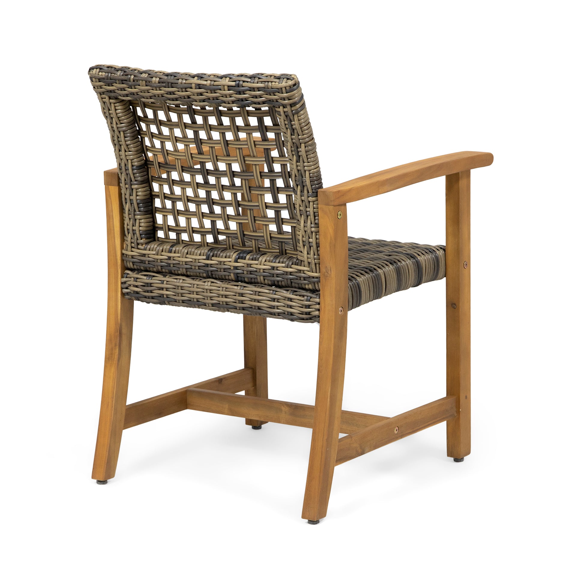 Hampton Wood And Wicker Dining Chair Set Of 2 Natural Stained Pe Rattan Iron