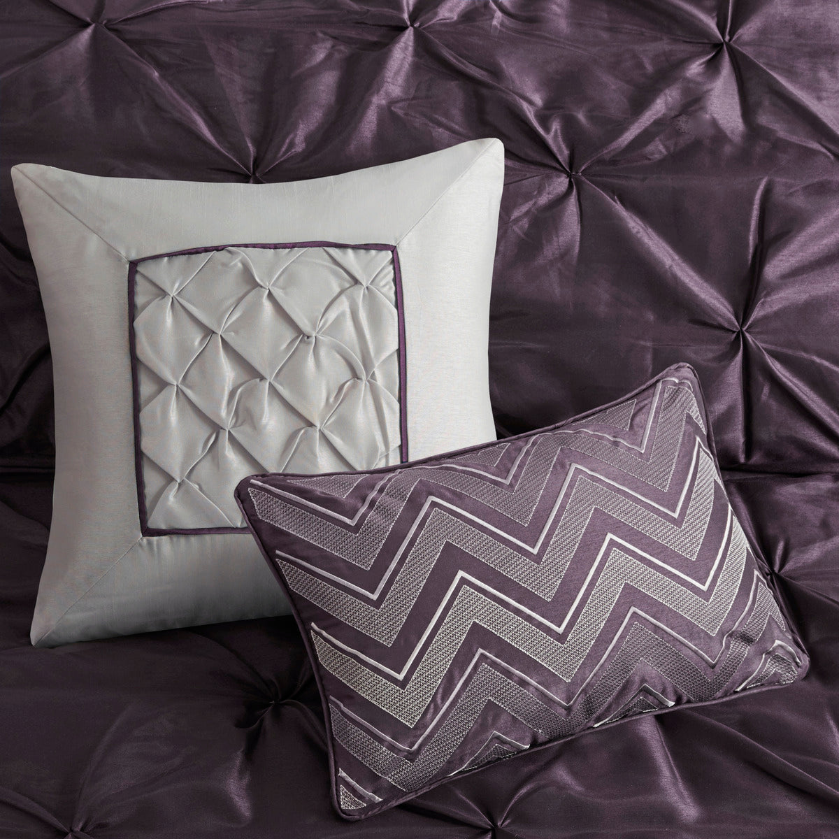 7 Piece Tufted Comforter Set Plum King King Plum Polyester