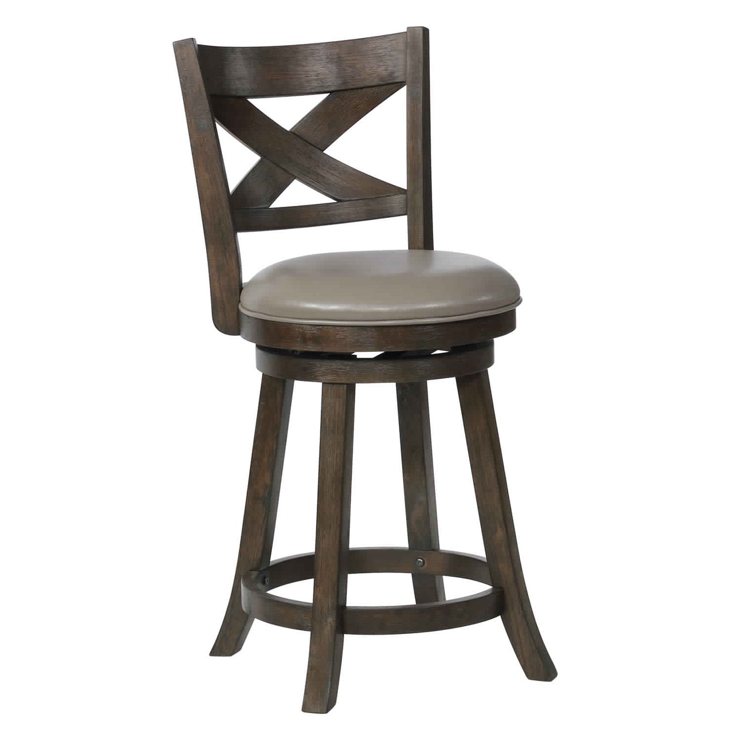 Curved Back Swivel Pub Stool Withseat,Set Of 2, Gray And Brown Gray Solid Wood