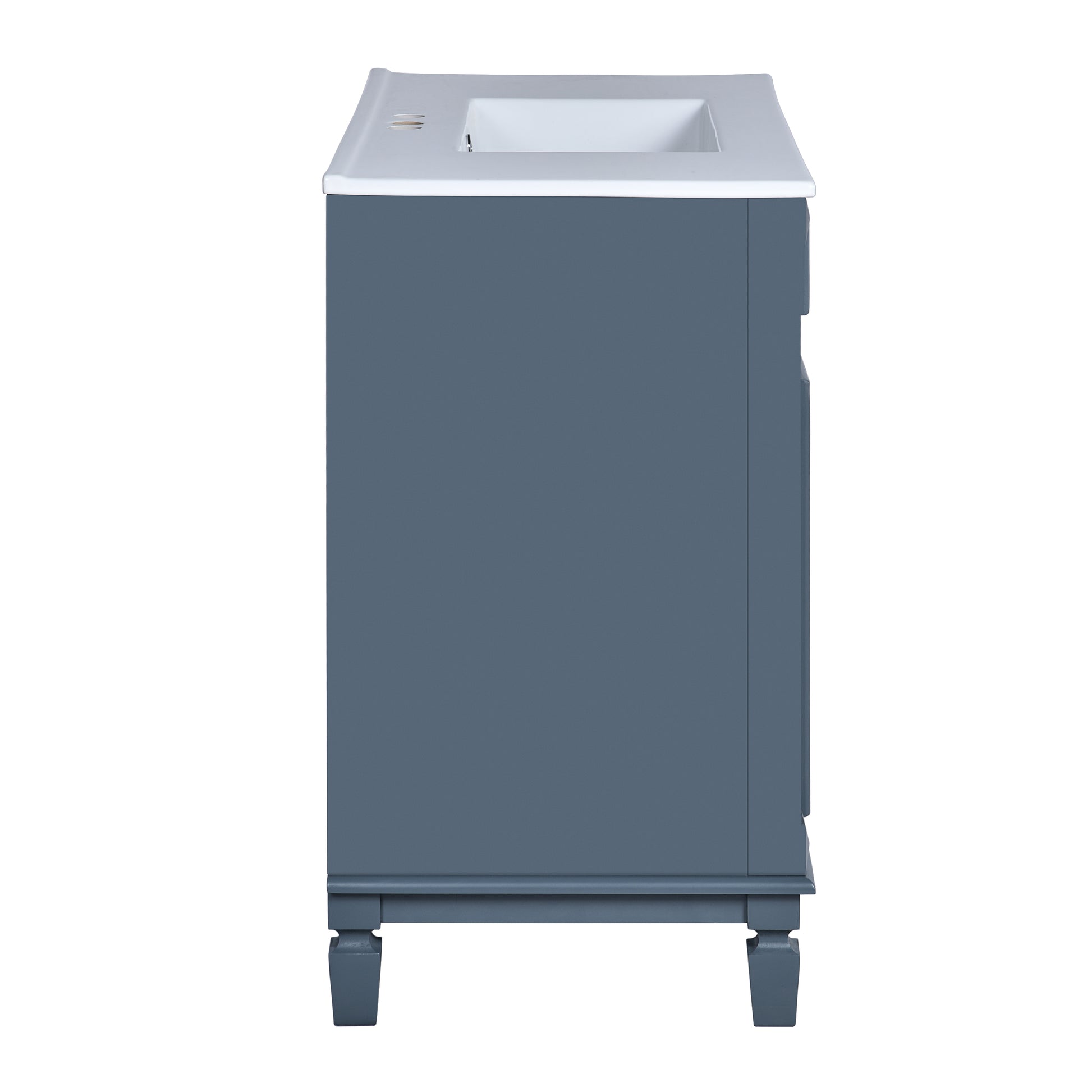 36'' Bathroom Vanity With Top Sink, Royal Blue Mirror Cabinet, Modern Bathroom Storage Cabinet With 2 Soft Closing Doors And 2 Drawers, Single Sink Bathroom Vanity Blue Bathroom Modern Solid Wood