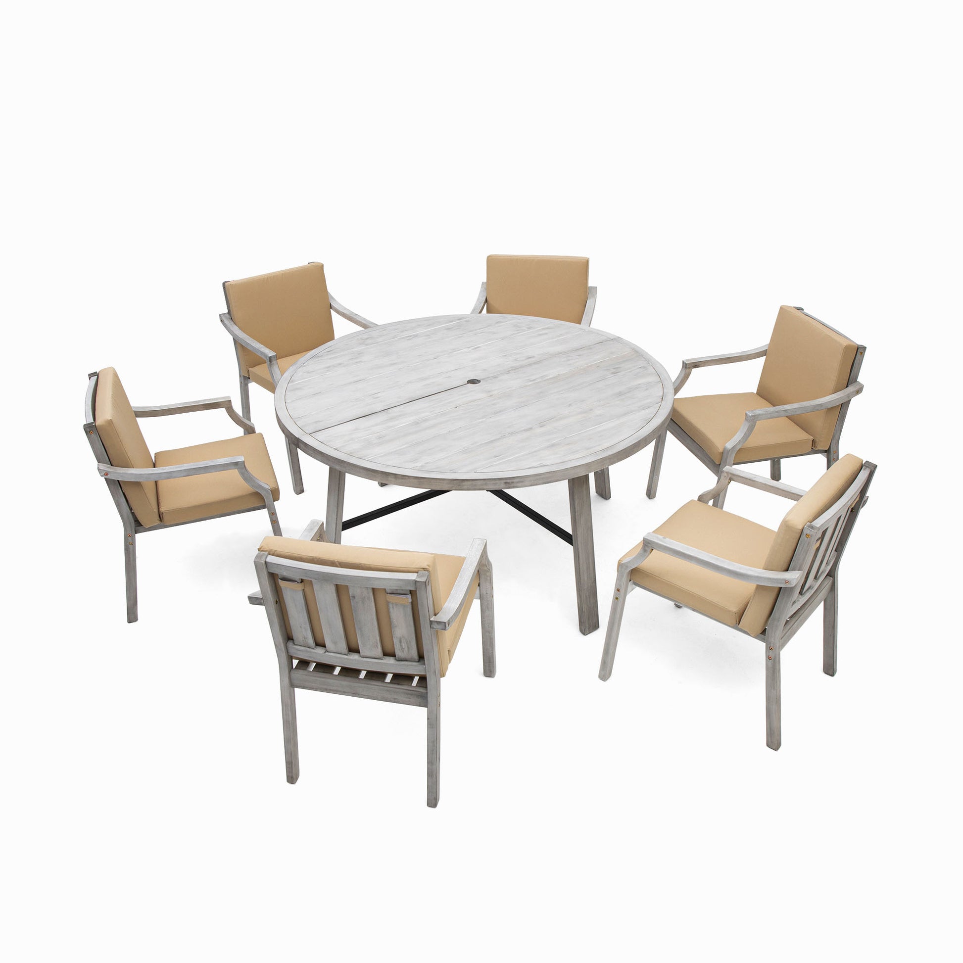 Outdoor Dinning Set 6 Person Outdoor Wooden Dinning yes-grey-weather resistant frame-water resistant