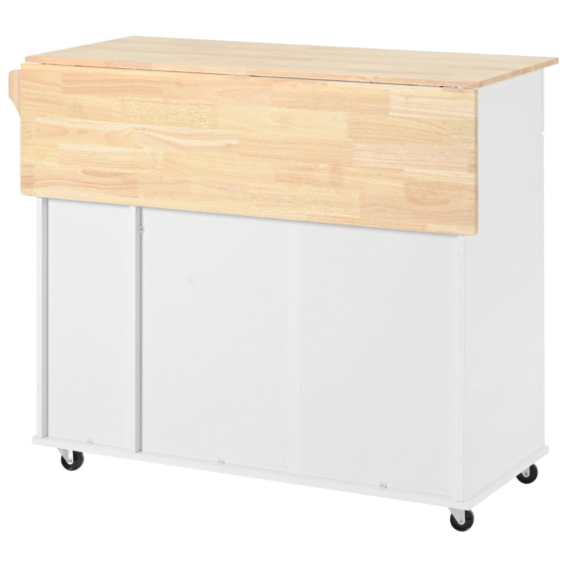 K&K Kitchen Island With Drop Leaf, Kitchen Storage Cart With 3 Tier Pull Out Cabinet Organizer, Internal Storage Rack, Rolling Kitchen Cart On Wheels With Towel Rack, 2 Drawers, For Kitchen, White White Brown Kitchen Classic,Farmhouse,Luxury,Modern