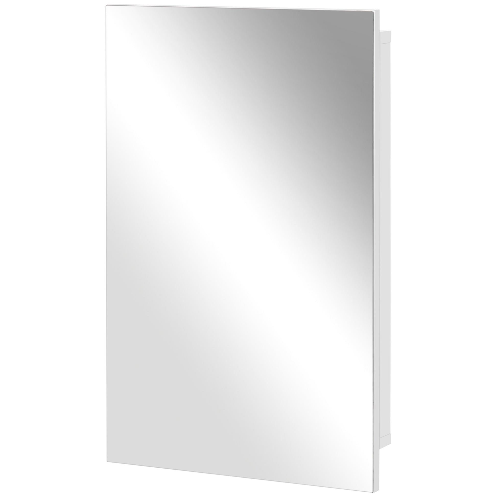 Kleankin Recessed Medicine Cabinet With Mirror, Bathroom Mirror Cabinet Wall Mounted With Single Door And Storage Shelves, White White Stainless Steel