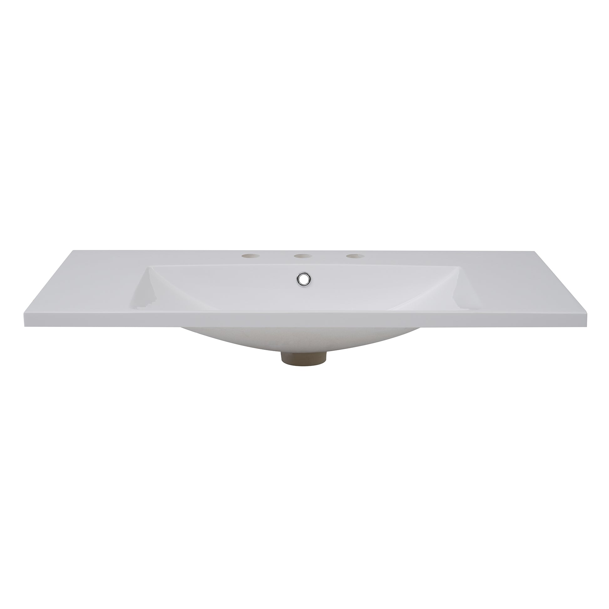 36''X18'' Bathroom Sink With Three Holes 8" Centerset , Resin Bathroom Vanity Sink Top With Overflow, Drop In Bathroom Vessel Sink Rectangle Ideal For Small Spaces, White White Centerset Faucets Bathroom Resin