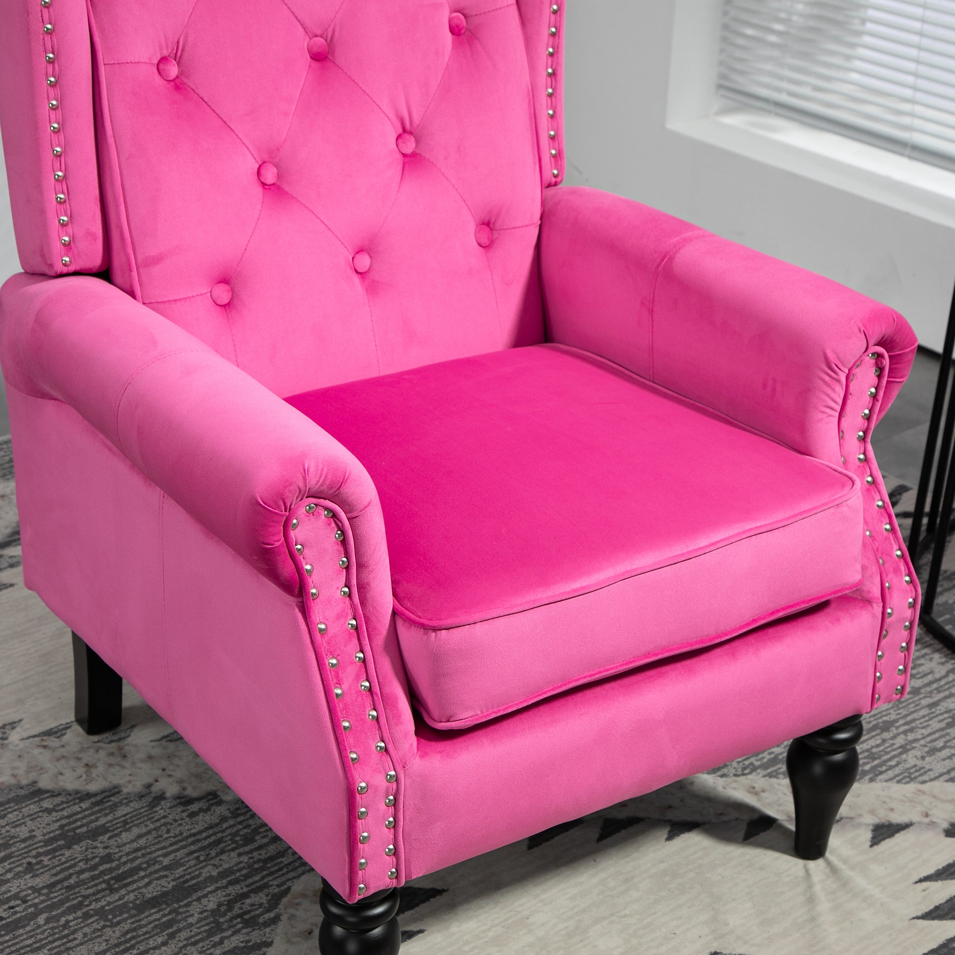 Coolmore Wood Frame Armchair, Modern Accent Chair Lounge Chair With Sturdy Wood Legs For Living Room Bedroom Red Red Primary Living Space Foam Velvet