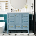 36'' Bathroom Vanity With Resin Sink Combo, Solid Wood Frame Bathroom Storage Cabinet, Freestanding Vanity Set With 5 Drawers& Soft Closing Doors Same As Sw000142Aam Blue Bathroom Solid Wood Mdf Resin
