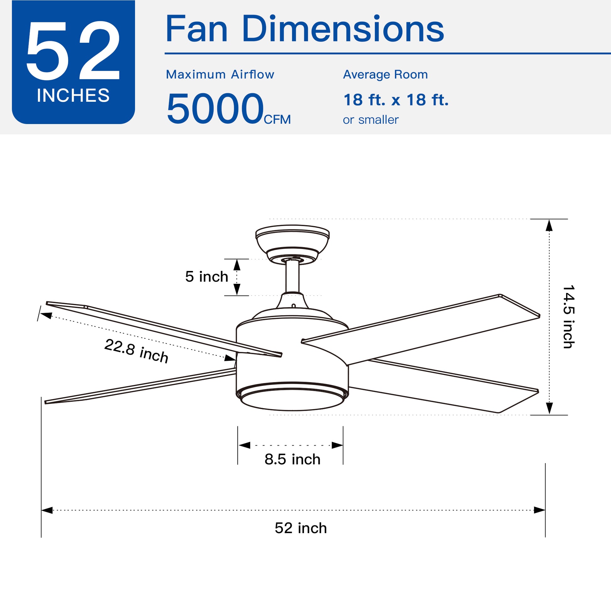 52" Integrated Led Light Matte Black Blade Ceiling Fan With Remote Control With 4 Blades Matte Black Plywood