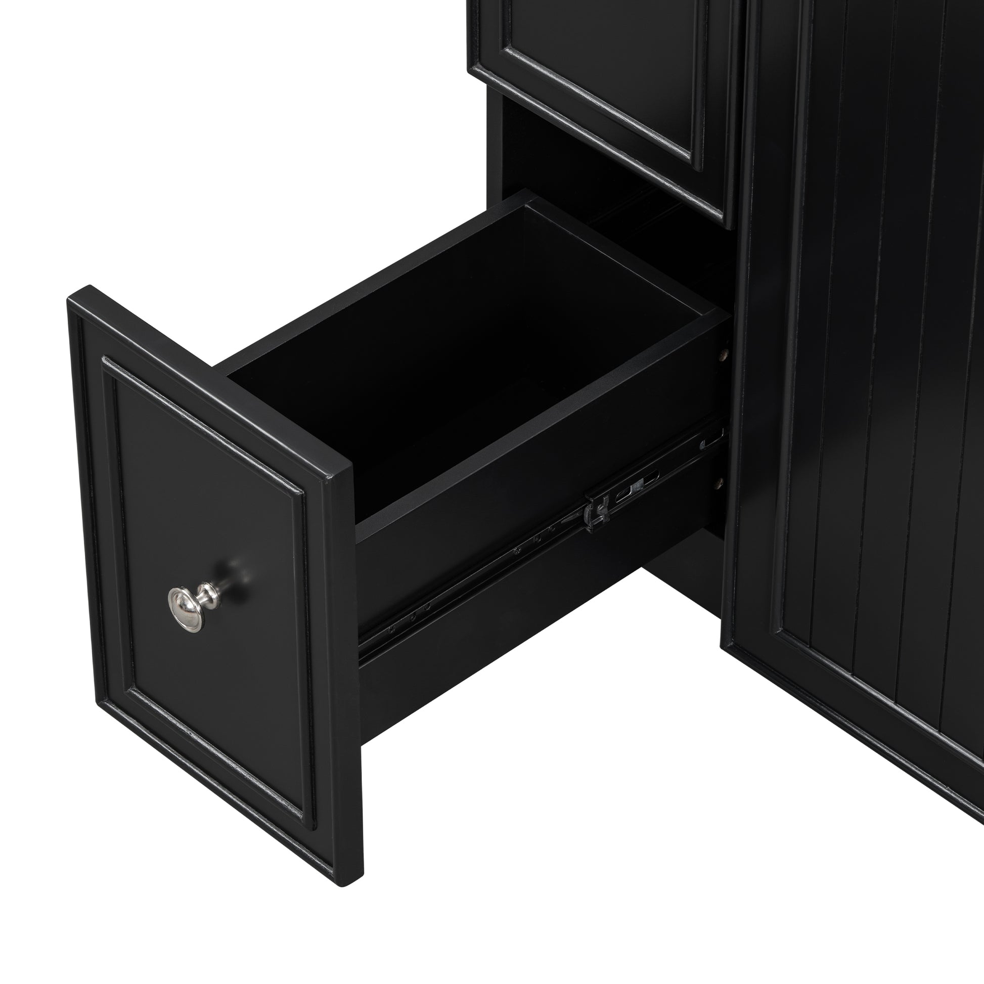 24 Inch Bathroom Vanity Cabinet With Ceramic Sink, 2 Drawers, 1 Door Black Bathroom Solid Wood Mdf