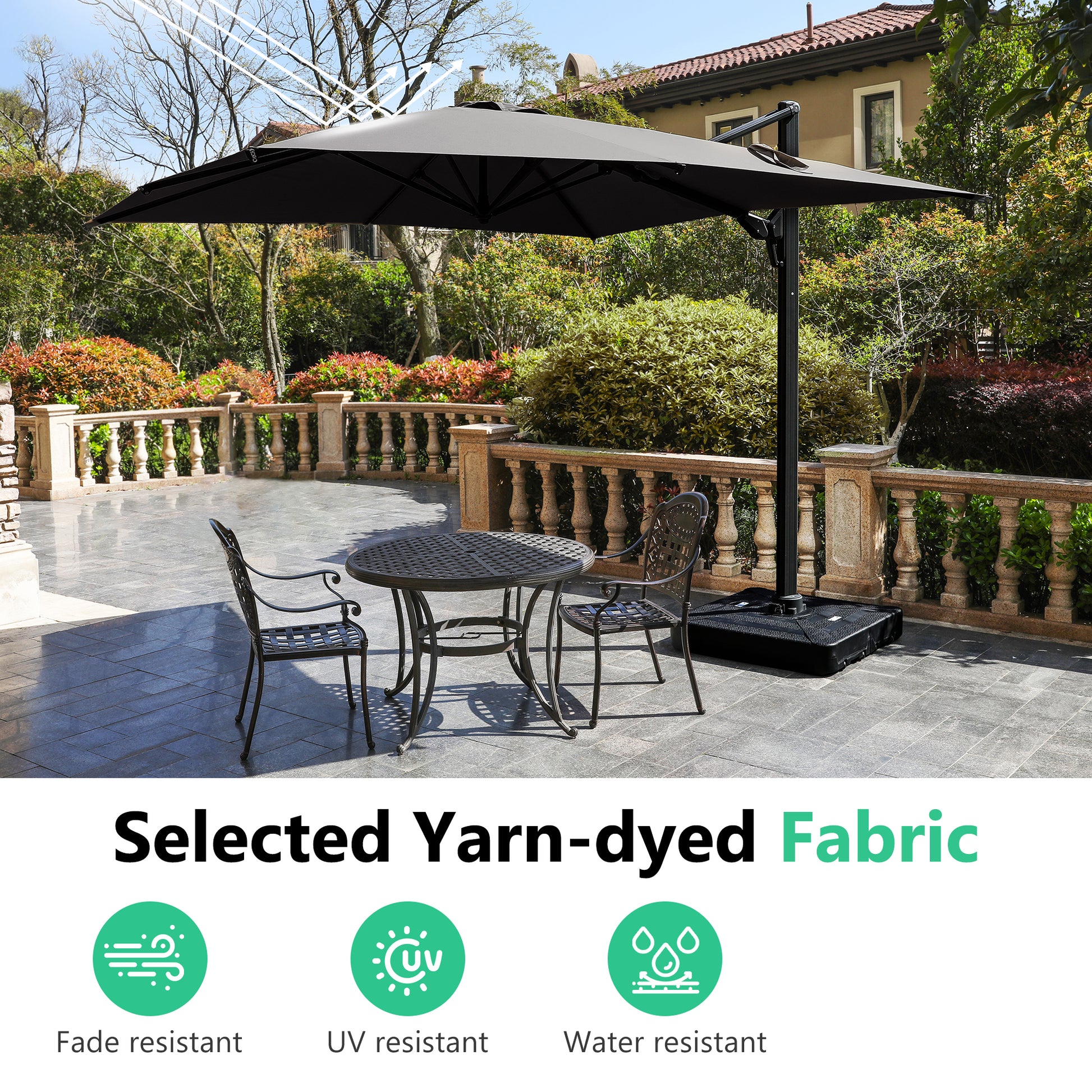 10 Ft Cantilever Patio Umbrella With 360 Rotation & Tilt Adjustment, S 10 Ft Cantilever Patio Umbrella With 360 Rotation & Tilt Adjustment, S