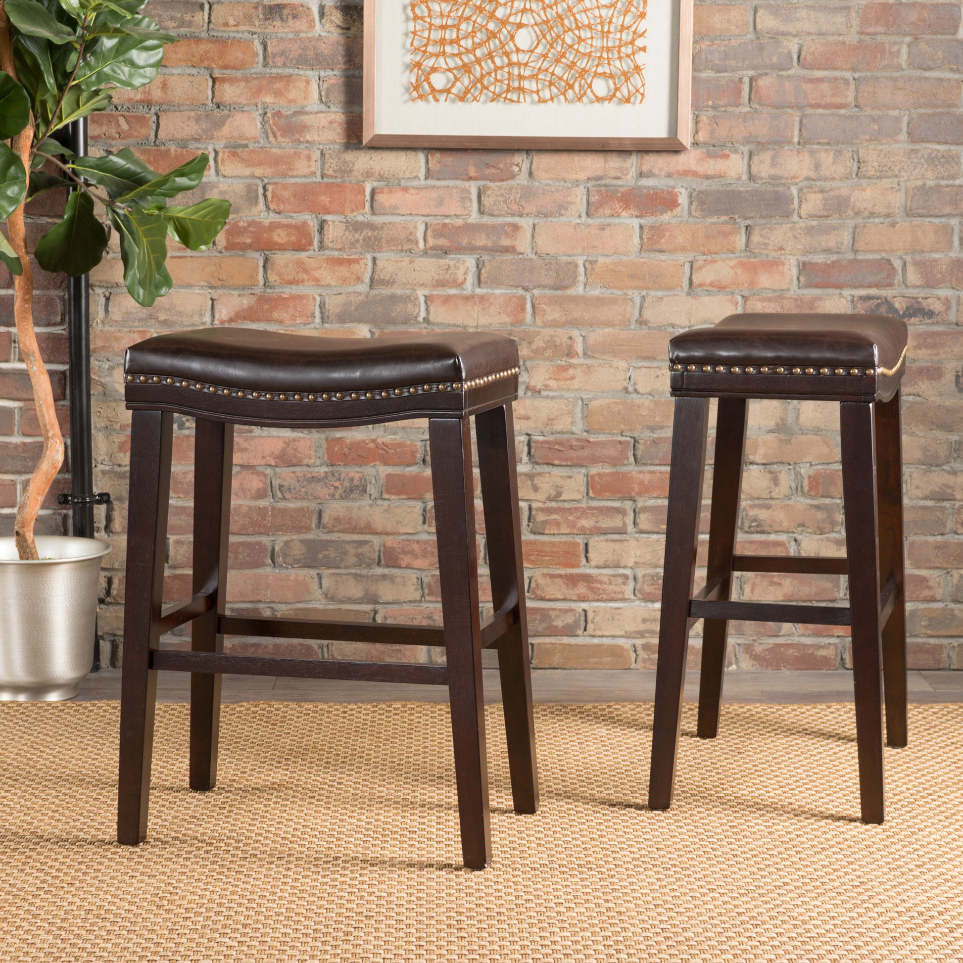 Saddle Stool Brown Pu Leather