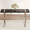 A Rustic Industrial Rectangular Mdf Black Dining Table For 4 6 People, With A 1.5 