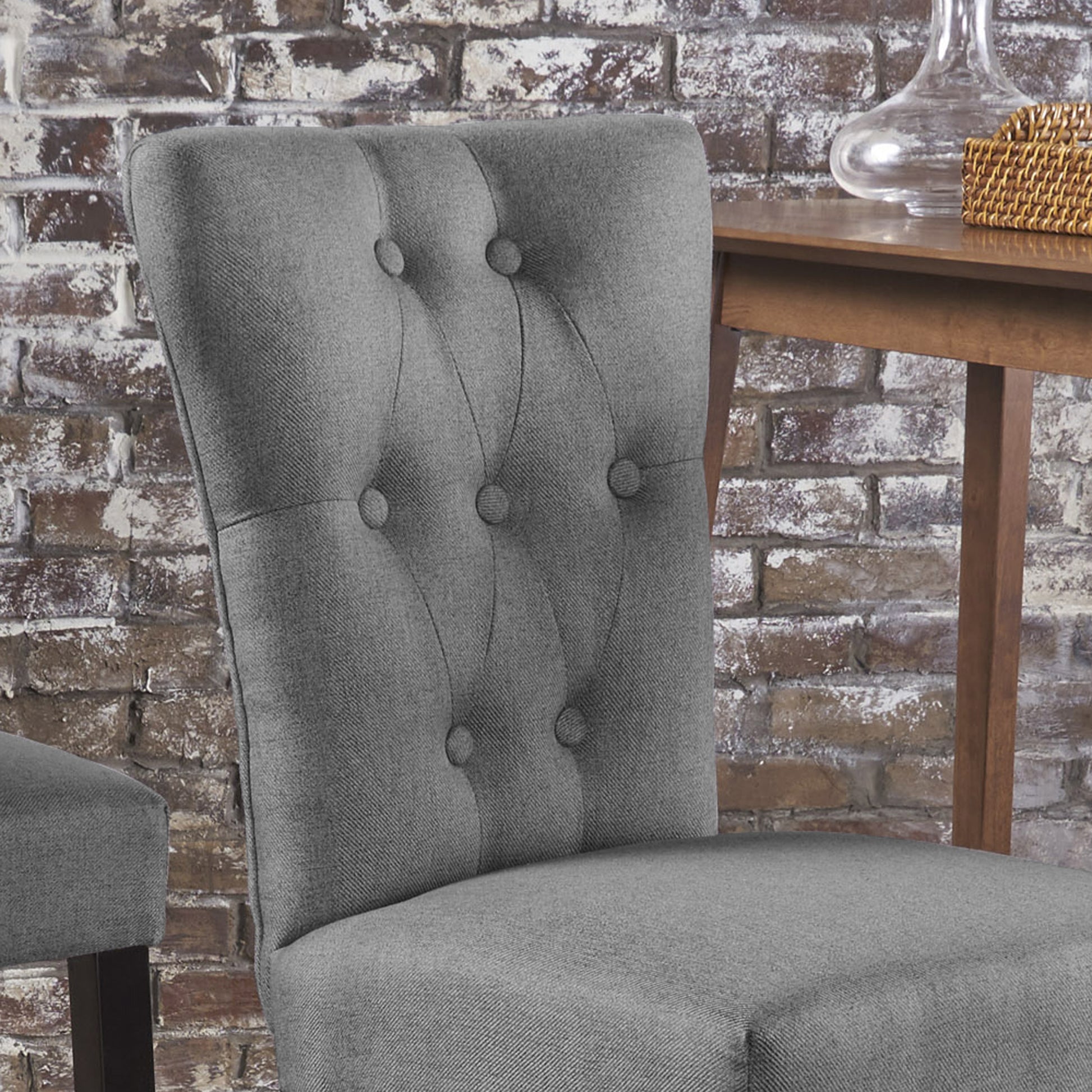 Barstool Grey Wood Fabric