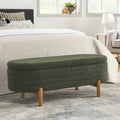 Ottoman Oval Storage Bench,Rubber Wood Leg, Green 46.