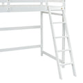 Twin Size High Loft Bed With Inclined Ladder, Guardrails,White Twin White American Design Pine