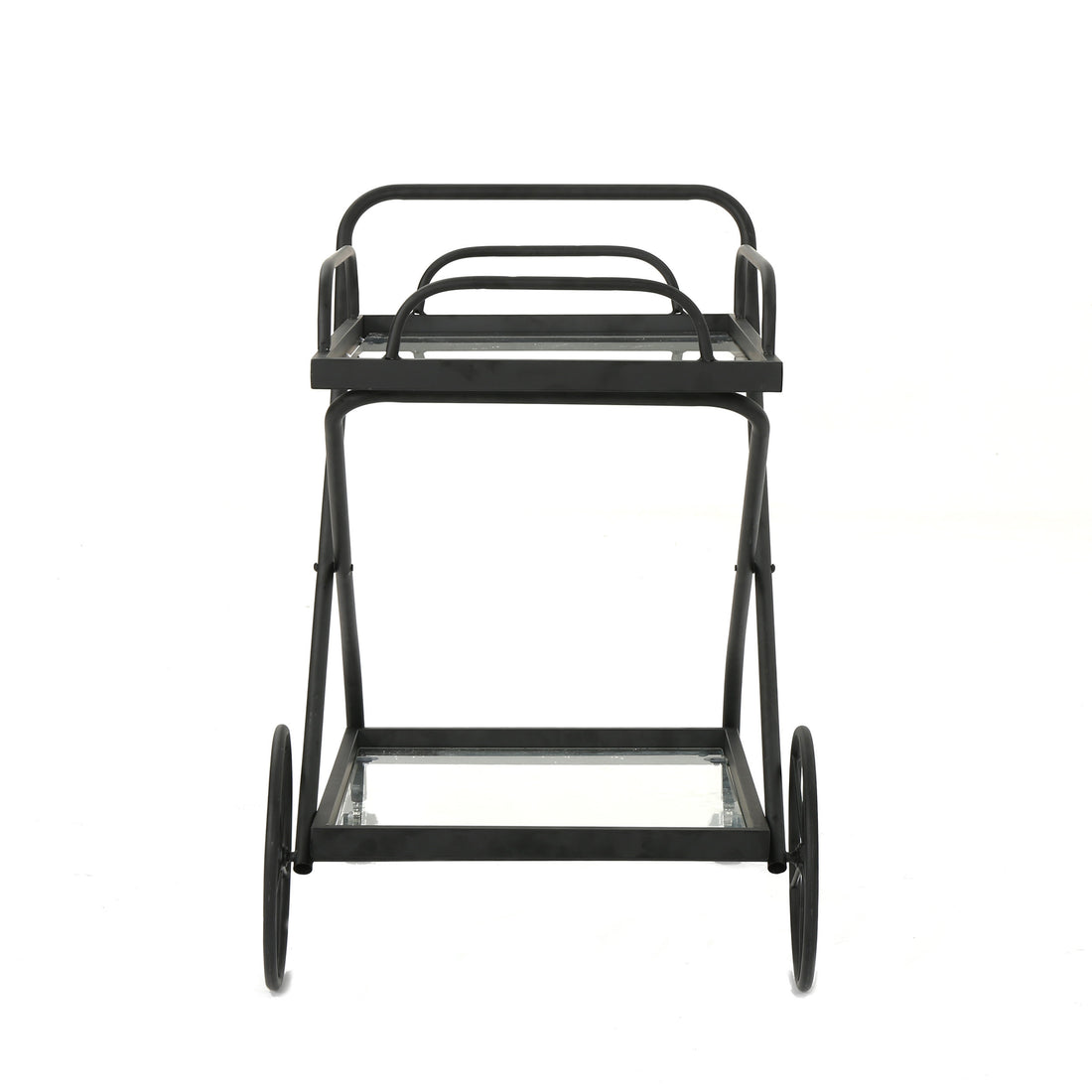 Bar Cart - Black Glass Metal